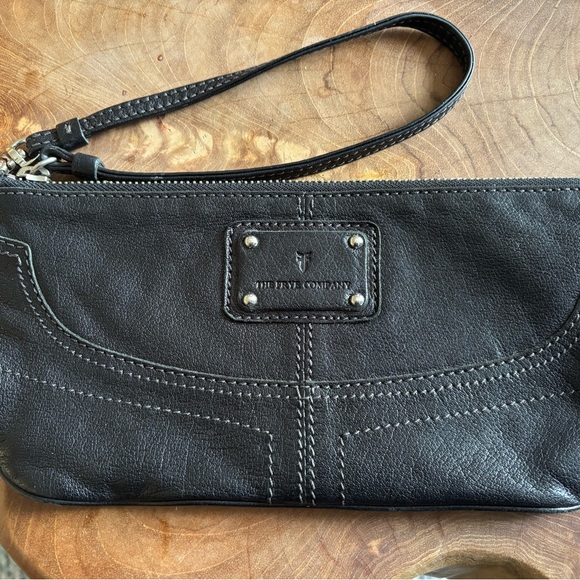 Frye Black Leather Wristlet Clutch with Front Zip - Picture 2 of 4